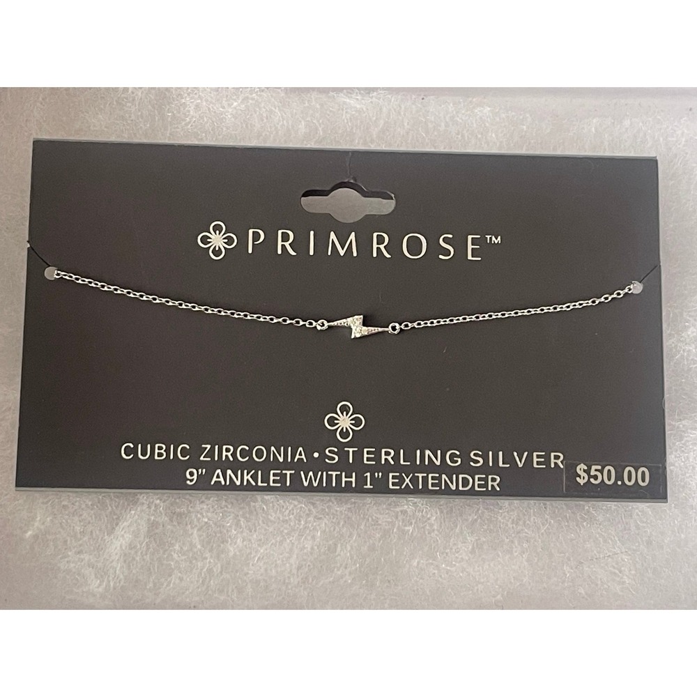 Primrose Sterling Silver Lightning Bolt Anklet* Extra Long With 1" extender* NEW